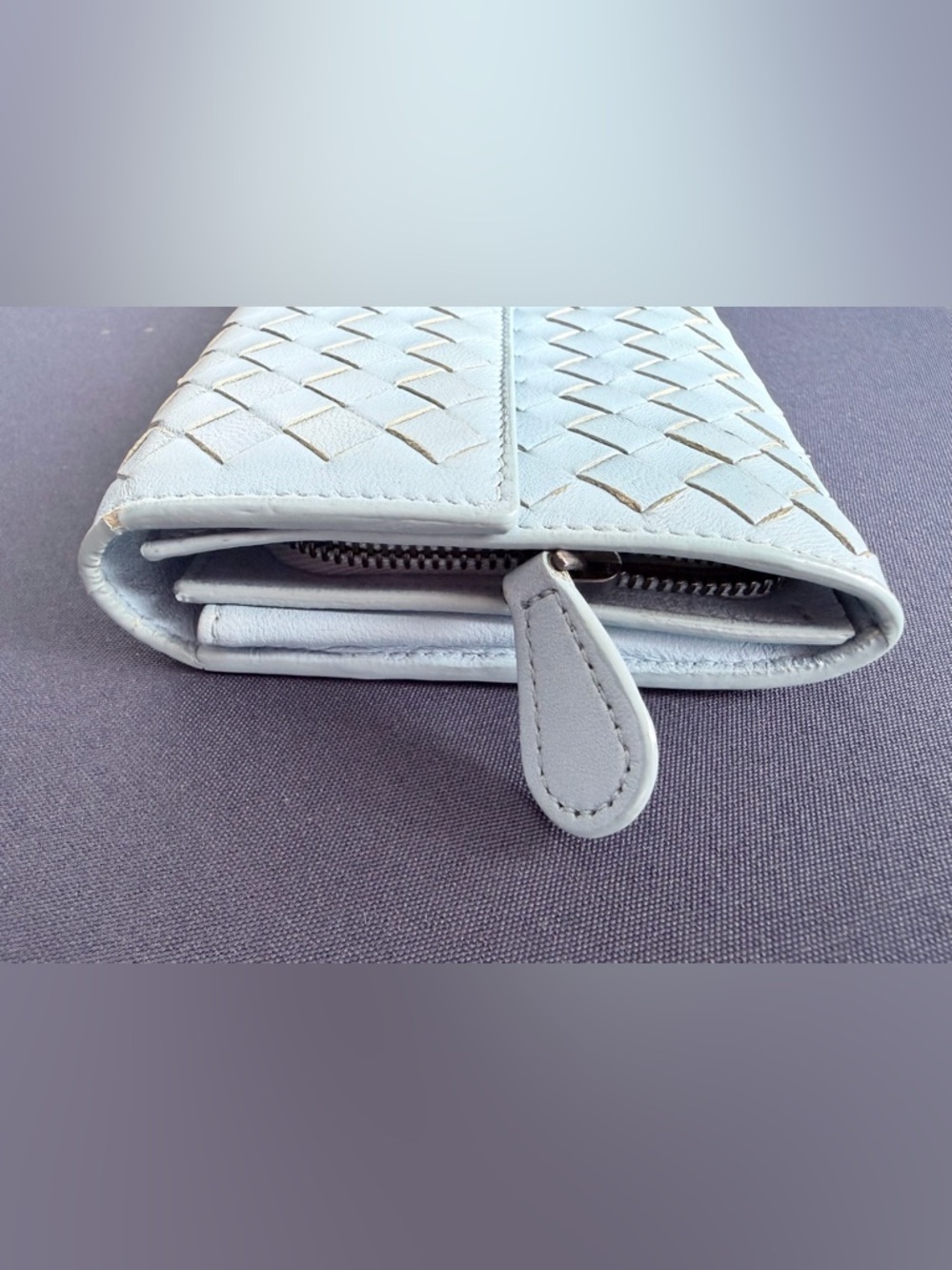 Bottega Veneta Light Blue Woven Clutch - Picture 5 of 12